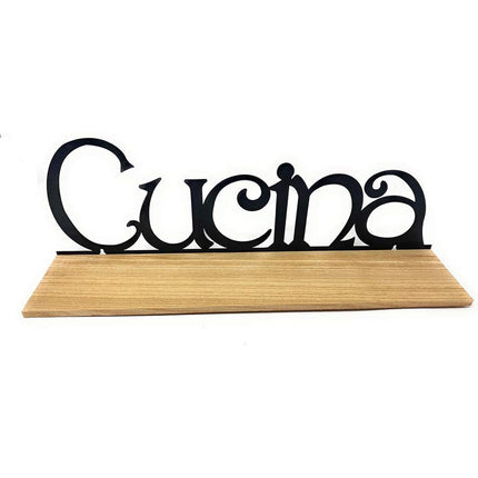 Mensola da parete in legno mdf con scritta cucina in metallo decorazione murale arredo casa - enzoled