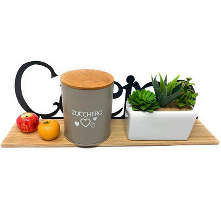 Mensola da parete in legno mdf con scritta cucina in metallo decorazione murale arredo casa - enzoled