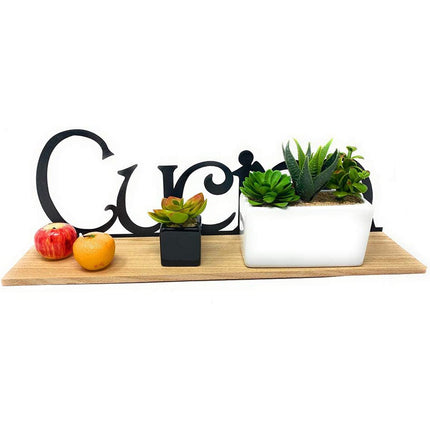 Mensola da parete in legno mdf con scritta cucina in metallo decorazione murale arredo casa - enzoled