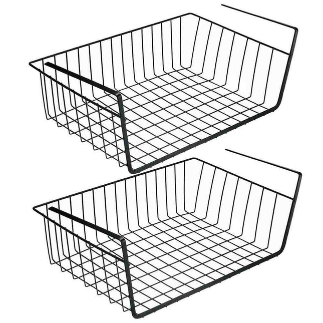 Mensola sotto scaffale cesta 2 pezzi organaizer porta oggetti in metallo cestello sottoripiani salva spazio cassetto 35x8,7x22 cm - enzoled