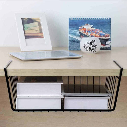 Mensola sotto scaffale cesta 2 pezzi organaizer porta oggetti in metallo cestello sottoripiani salva spazio cassetto 35x8,7x22 cm - enzoled