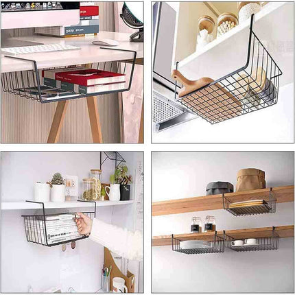 Mensola sotto scaffale cesta 2 pezzi organaizer porta oggetti in metallo cestello sottoripiani salva spazio cassetto 35x8,7x22 cm - enzoled