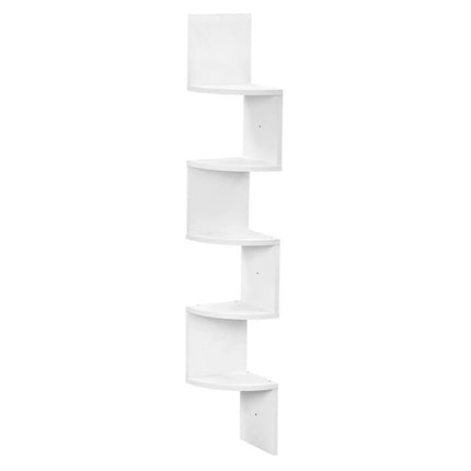 Mensola in legno MDF angolare scaffale verticale da parete 5 ripiani a zig zag per ufficio soggiorno camera da letto 123x19x19 cm - enzoled