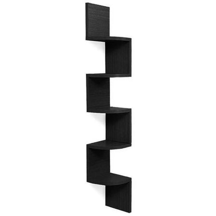 Mensola in legno MDF angolare scaffale verticale da parete 5 ripiani a zig zag per ufficio soggiorno camera da letto 123x19x19 cm - enzoled