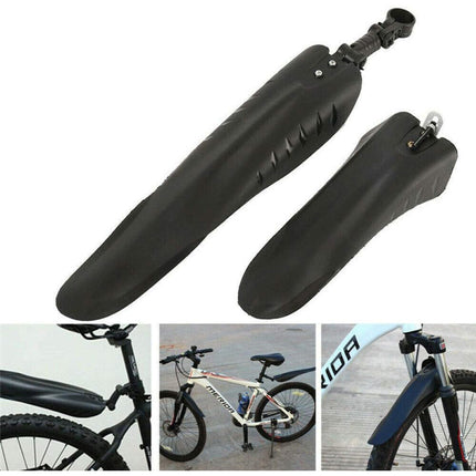 Parafango per bici anteriore e posteriore 2 pezzi universale in plastica nero bicicletta mountain bike - enzoled