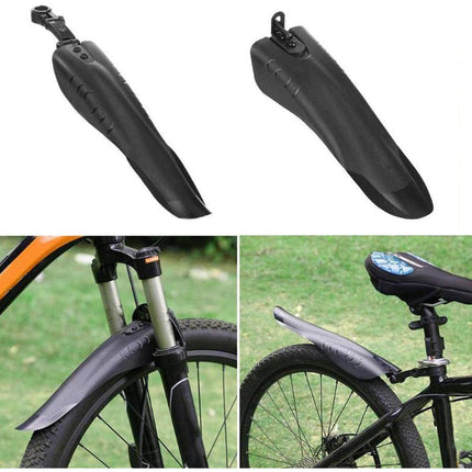 Parafango per bici anteriore e posteriore 2 pezzi universale in plastica nero bicicletta mountain bike - enzoled