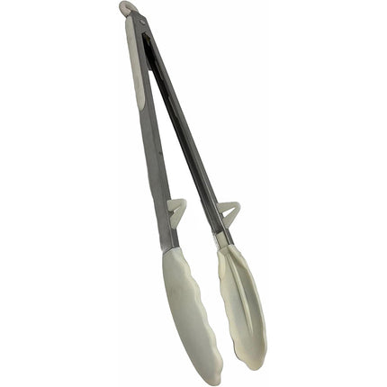 Pinza per Barbecue Alimenti richiudibile con Sistema di blocaggio utensile da Cucina in Acciaio e Silicone - enzoled