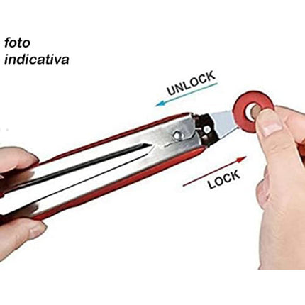 Pinza per Barbecue Alimenti richiudibile con Sistema di blocaggio utensile da Cucina in Acciaio e Silicone - enzoled