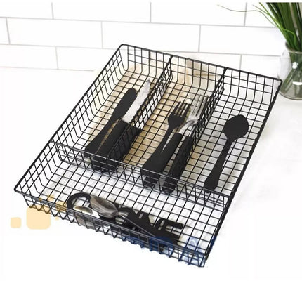 Portaposate da cassetto 4 scomparti in metallo organizer cassetti da cucina vassoio porta posate forato - enzoled