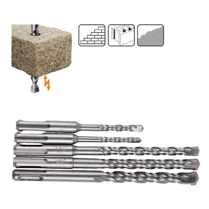 Punte per trapano set 5 pezzi sds plus 5 6 8 10 12 mm frese punta per calcestruzzo pietra - enzoled