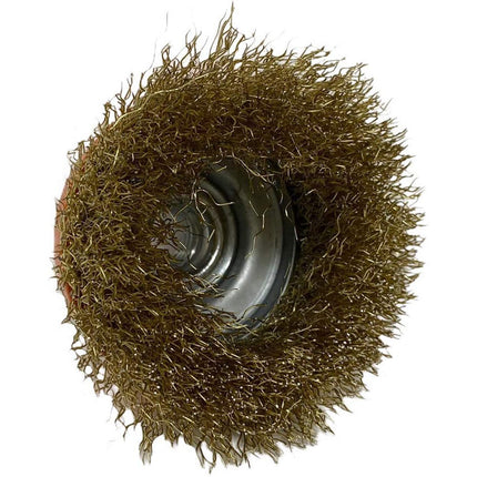 Spazzola a tazza 75 mm per smerigliatrice angolare flex con fili setole in ferro ondulato ottonato - enzoled