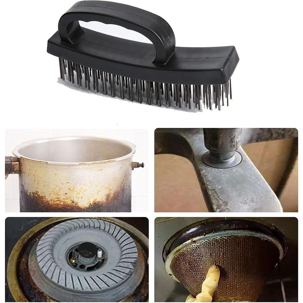 Spazzola con fili in metallo per ruggine calcare sverniciare con impugnatura ergonomica 17x8 cm - enzoled