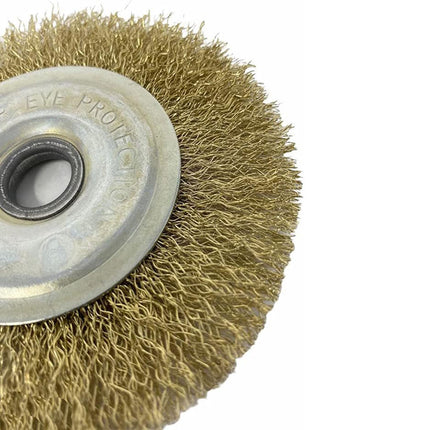 Spazzola a disco per trapano setole filo in ferro ondulati ottonati con gambo 125 150 mm - enzoled