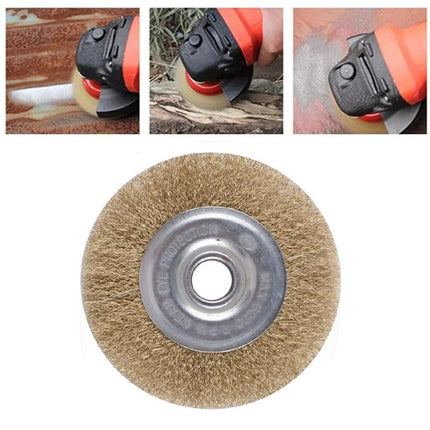Spazzola a disco per trapano setole filo in ferro ondulati ottonati con gambo 125 150 mm - enzoled
