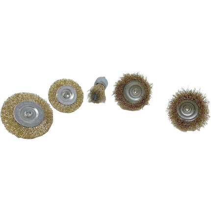 Kit 5 spazzola a tazza per trapano setole filo in ferro ondulati ottonati con gambo Ø 6 mm - enzoled