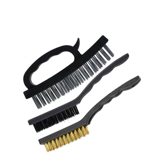 Set 3 spazzole con fili in ferro per ruggine calcare sverniciare con impugnatura ergonomica - enzoled