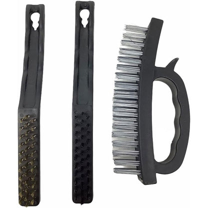 Set 3 spazzole con fili in ferro per ruggine calcare sverniciare con impugnatura ergonomica - enzoled
