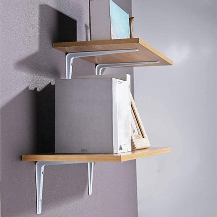 Staffe angolari 2 pezzi supporto reggimensole ad angolo retto 90 ° 250x200x30 mm per mensola mobile scaffale in acciaio bianca - enzoled