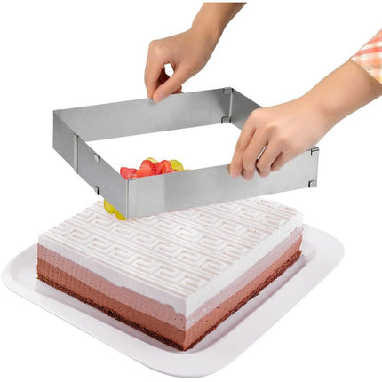 Stampo per torte anello quadrato per dolci mousse cake design 2 pezzi stampi - enzoled