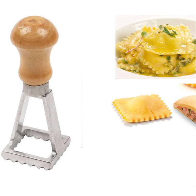 Stampo per ravioli in alluminio con manico in legno stampino taglia pasta formine gnocchi biscotti 7x7 cm e 3,5x3,5 cm - enzoled
