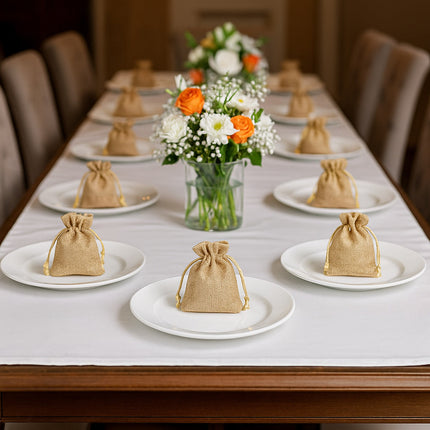 Sacchetti portaconfetti juta 12 PZ con cordoncino per regalo eventi