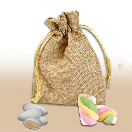 Sacchetti portaconfetti juta 12 PZ con cordoncino per regalo eventi
