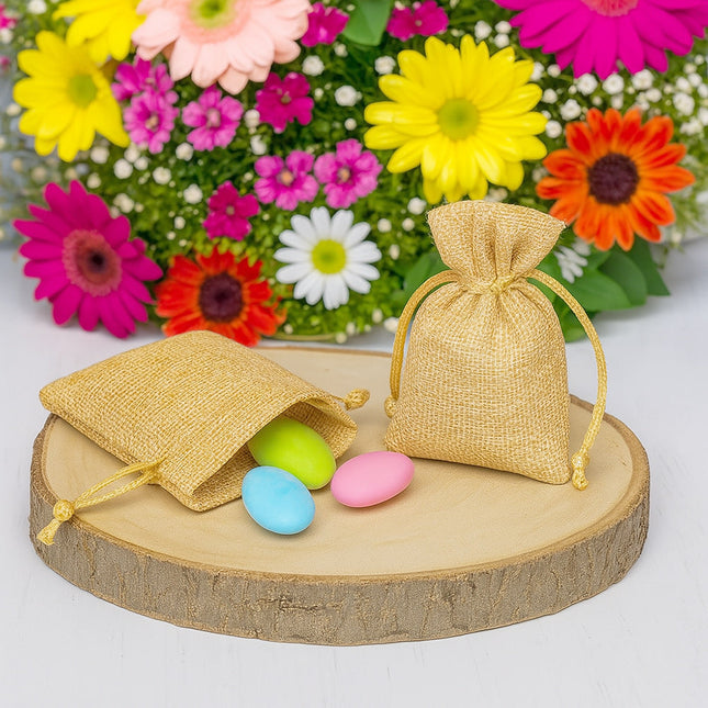 Sacchetti portaconfetti juta 12 PZ con cordoncino per regalo eventi