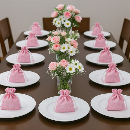 Sacchetti portaconfetti juta 12 PZ con cordoncino per regalo eventi