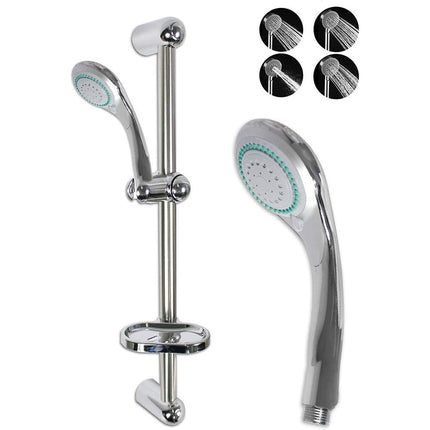 Saliscendi doccia con asta a colonna e portasapone tubo a colonna cromato con soffione con ghiera girevole multigetto - enzoled