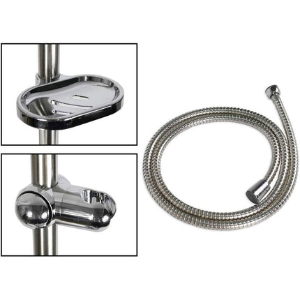 Saliscendi per doccia da bagno con asta a colonna portasapone e soffione multigetto tubo a colonna con doccetta telefono - enzoled