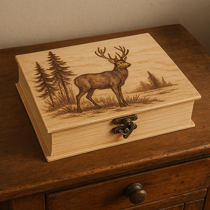 Scatola a forma di libro in legno x decoupage x gioielli minuterie enzoled