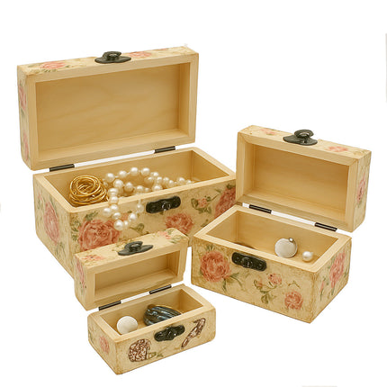 Set di 3 scatole in legno per decorazioni di decoupage e pittura enzoled