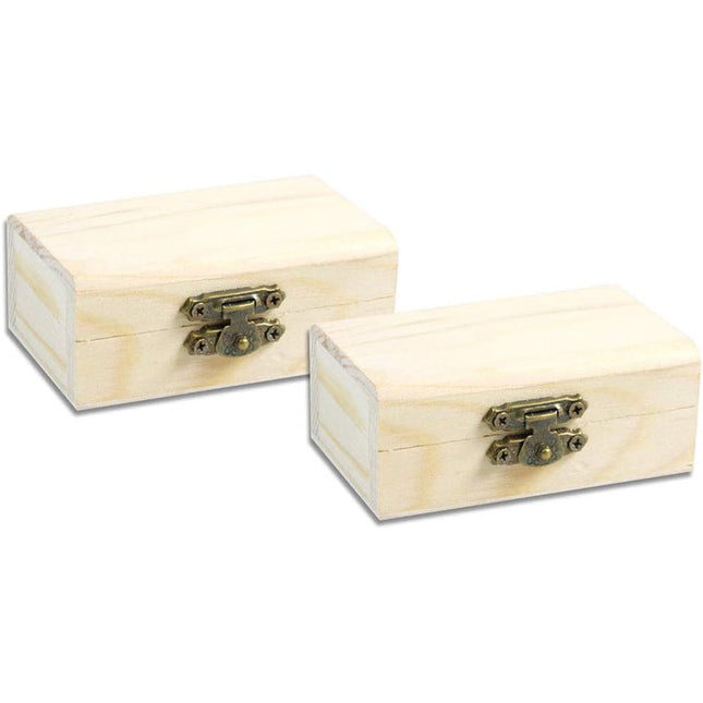 Set 2 scatole in legno rettangolare per decoupage decorazione portagioie bomboniere cofanetto portaoggetti con chiusura clip - enzoled
