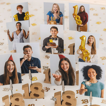 Set 10 segnaposto in Legno 18 Anni con clip portafoto per Compleanno
