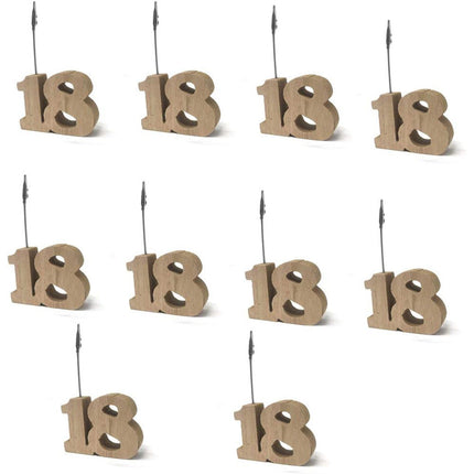 Set 10 segnaposto in Legno 18 Anni con clip portafoto per Compleanno