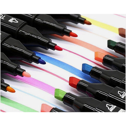 Set di 60 pennarelli vari colori a doppia punta fine e doppia per colorare evidenziare con borsetta - enzoled