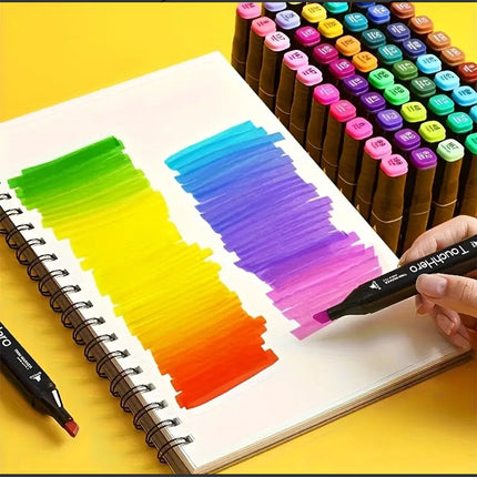 Set di 60 pennarelli vari colori a doppia punta fine e doppia per colorare evidenziare con borsetta - enzoled