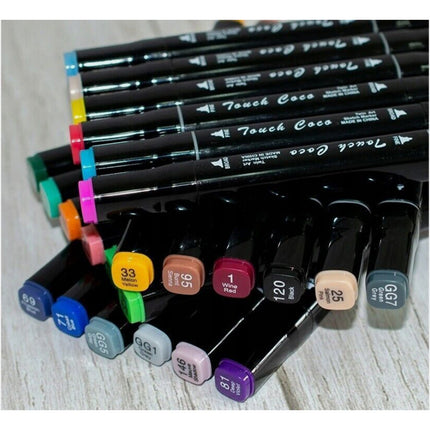 Set di 60 pennarelli vari colori a doppia punta fine e doppia per colorare evidenziare con borsetta - enzoled