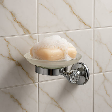 Set Bagno 6 pz acciaio Lucido punti luce cristalli acrilici enzoled