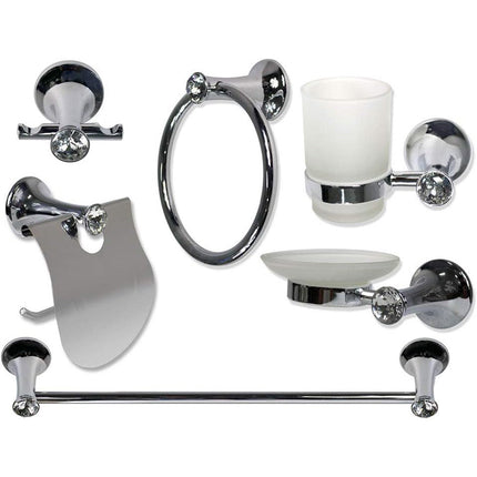 Set Bagno 6 pz acciaio Lucido punti luce cristalli acrilici enzoled