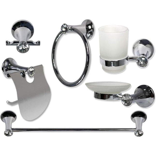 Set Bagno 6 pz acciaio Lucido punti luce cristalli acrilici enzoled