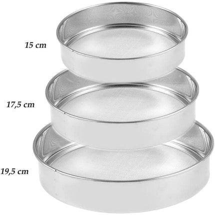 Set 3 setacci rotondi da cucina per farina zucchero cacao setaccio per pasticciere - enzoled