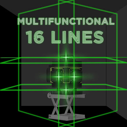 Livella laser autolivellante 16 linee luce verde doppia batteria rotante 360° verticale e orizzontale strumento di misurazione con telecomando accessori - enzoled