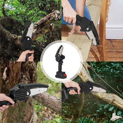 Mini motosega elettrica con lama da 4” pollici doppia batteria 48v ricaricabile con luce tagliarami giardinaggio elettrosega - enzoled