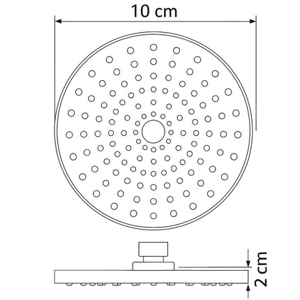 Soffione doccia tondo Ø10 cm attacco ½ effetto pioggia enzoled