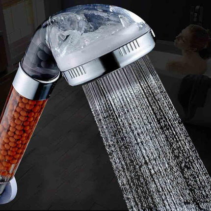 Soffione doccia universale da bagno con filtro depuratore a sassi, 3 filtri anticalcare, getto forte, doccetta ABS - enzoled