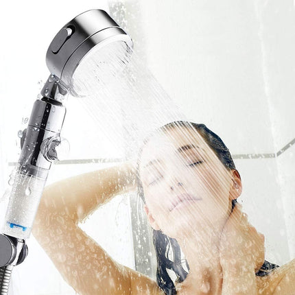 Soffione doccia con filtro anticalcare 3 getti d'acqua tasto ON/OFF enzoled