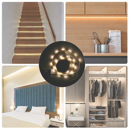 Striscia led con sensore di movimento a infrarossi 3 watt a batteria da 1 metro luce naturale 4000k strip adesiva - enzoled