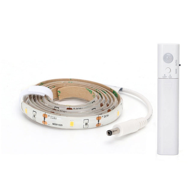 Striscia led con sensore di movimento a infrarossi 3 watt a batteria da 1 metro luce naturale 4000k strip adesiva - enzoled