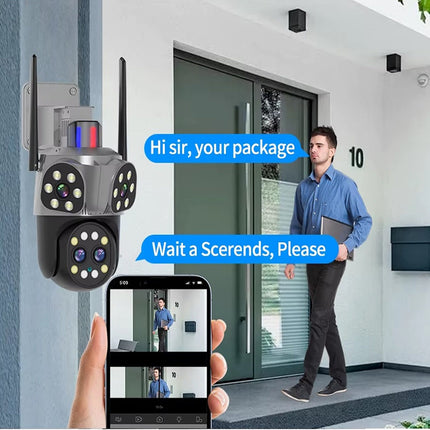 Telecamera di sicurezza WI-FI speed dome ptz zoom 10x 3 obbiettivi 8mpx videocamera HD audio bidirezionale con led IP66 - enzoled